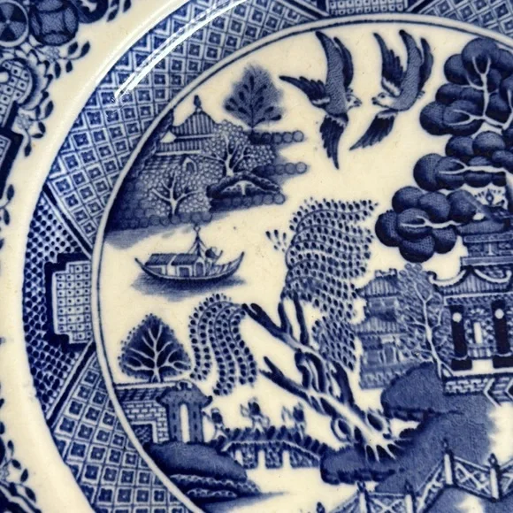 Vintage Royal Ventonware John Stevenson Blue and White Willow Dinner Plate - Picture 2 of 7